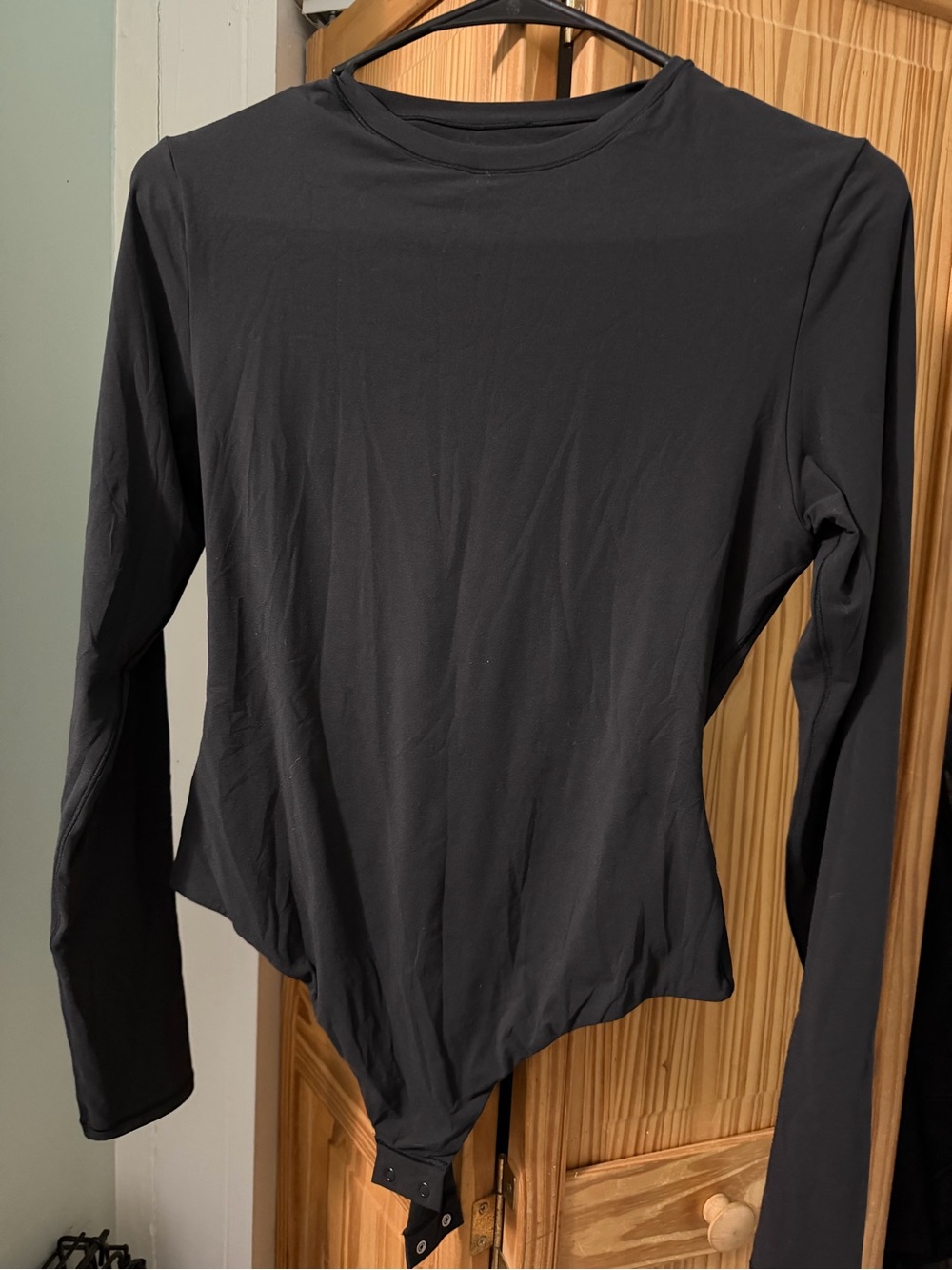 SKIMS Black Long Sleeve Crewneck Bodysuit